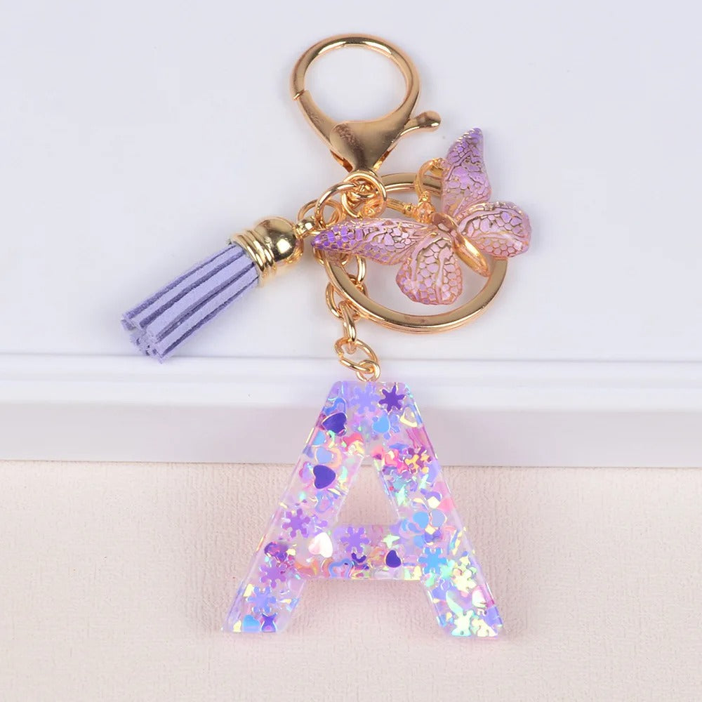 🔥Butterfly Letter Keychain Tassel Design Vibrant Durable Lightweight Gift